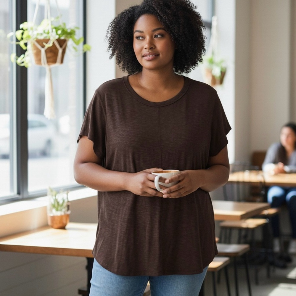 Laila Jayde Espresso Short Sleeve Tee